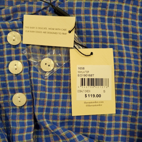 The East Order NWT Mahlia Top Cobalt Check Small - Picture 6 of 9